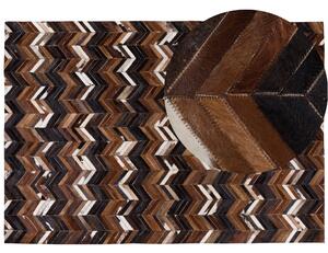 Dywan prostokątny skórzany 160 x 230 cm krótkie włosie brązowy Balat Beliani