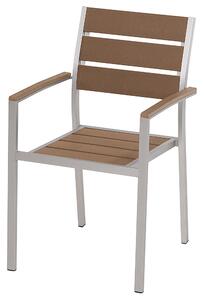 Zestaw 6 krzeseł ogrodowych aluminium sztaplowany jasne drewno ze srebrnym Vernio Beliani
