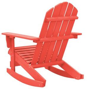 Ogrodowy fotel bujany adirondack, lite drewno jodłowe, czerwone