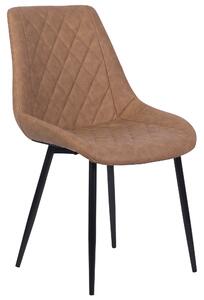 Zestaw 2 krzeseł do jadalni brązowy ekoskóra czarne metalowe nogi pikowane Maribel Beliani