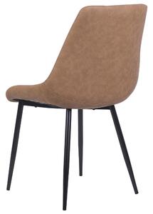 Zestaw 2 krzeseł do jadalni brązowy ekoskóra czarne metalowe nogi pikowane Maribel Beliani