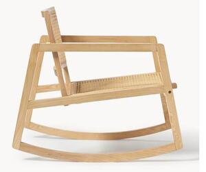 Fotel bujany z drewna jesionowego z rattanowym splotem Craig