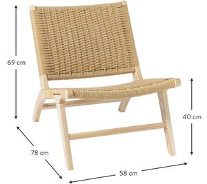 Fotel wypoczynkowy z drewna jesionowego i rattanu Ira