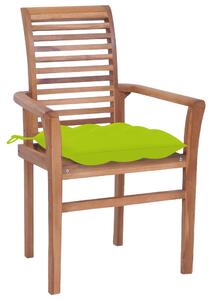 Krzesła ogrodowe z jasnozielonymi poduszkami, 8 szt., tekowe