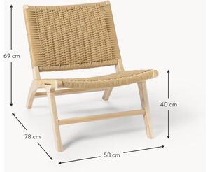 Fotel wypoczynkowy z drewna jesionowego i rattanu Ira