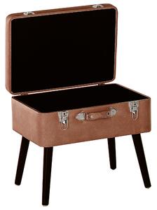 Stołek w kształcie walizki brązowy ekoskóra ze schowkiem czarne nóżki Mallard Beliani