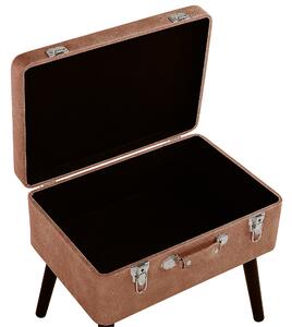 Stołek w kształcie walizki brązowy ekoskóra ze schowkiem czarne nóżki Mallard Beliani