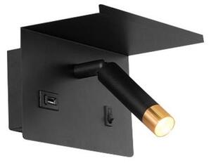 Illumaxx Kinkiet punktowy z półką i USB ładowarą 1xG9/35W/230V czarne/złoty OS0032