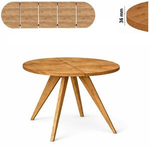 Stół 120/270 cm okrągły rozkładany, blat 3,6 cm, nogi Drewniane „ Stożkowe ” | ArtD Home