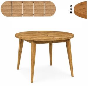 Stół 100/250 cm okrągły rozkładany, blat 3,6 cm, nogi Drewniane „ Trapezowe 1 ” | ArtD Home