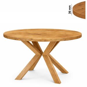Stół 100 cm okrągły nierozkładany, blat 3,6 cm, nogi Drewniane „ Krzyżak ” | ArtD Home