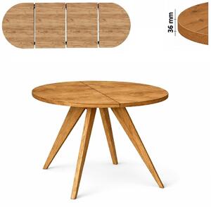 Stół 80/180 cm okrągły rozkładany, blat 3,6 cm, nogi Drewniane „ Stożkowe ” | ArtD Home