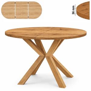 Stół 100/150 cm okrągły rozkładany, blat 3,6 cm, nogi Drewniane „ Krzyżak ” | ArtD Home