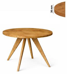 Stół 80 cm okrągły nierozkładany, blat 3,6 cm, nogi Drewniane „ Stożkowe ” | ArtD Home