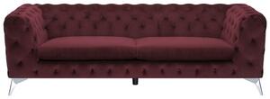 Sofa welurowa 3-osobowa pikowana chesterfield ciemnoczerwona do salonu Sotra Beliani