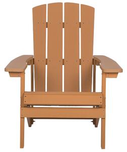 Krzesło imitacja drewna ogrodowe na ganek z podłokietnikami jasne drewno Adirondack Beliani