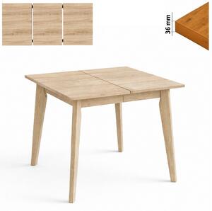 Stół 80/130 cm kwadratowy rozkładany, blat 3,6 cm, nogi Drewniane „ Trapezowe 2 ” | ArtD Home