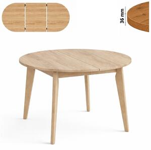 Stół 120/170 cm okrągły rozkładany, blat 3,6 cm, nogi Drewniane „ Trapezowe 2 ” | ArtD Home