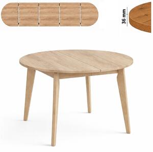 Stół 120/270 cm okrągły rozkładany, blat 3,6 cm, nogi Drewniane „ Trapezowe 2 ” | ArtD Home
