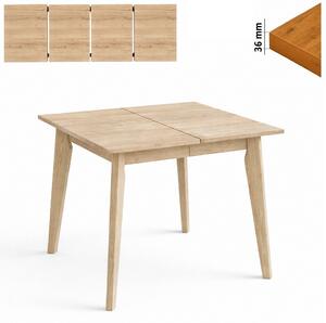 Stół 80/180 cm kwadratowy rozkładany, blat 3,6 cm, nogi Drewniane „ Trapezowe 2 ” | ArtD Home