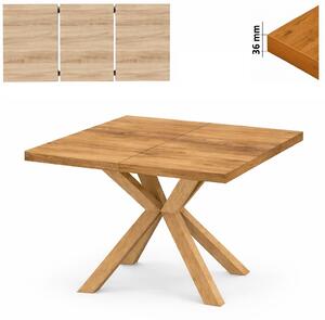 Stół 80/130 cm kwadratowy rozkładany, blat 3,6 cm, nogi Drewniane „ Krzyżak ” | ArtD Home