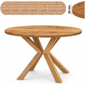 Stół 100/350 cm okrągły rozkładany, blat 3,6 cm, nogi Drewniane „ Krzyżak ” | ArtD Home