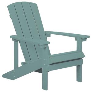 Krzesło imitacja drewna ogrodowe na ganek z podłokietnikami turkusowy Adirondack Beliani