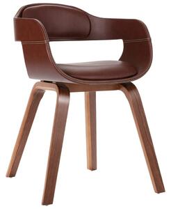 Krzesło stołowe, brązowe, gięte drewno i sztuczna skóra