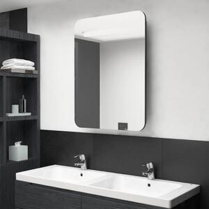 Szafka łazienkowa z lustrem, LED, czerń z połyskiem 60x11x80 cm