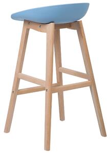 Zestaw 2 krzeseł barowych jasne drewniane nóżki niebieskie siedzisko Micco Beliani