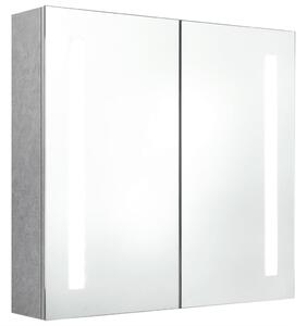 Szafka łazienkowa z lustrem i LED, szarość betonu, 62x14x60 cm