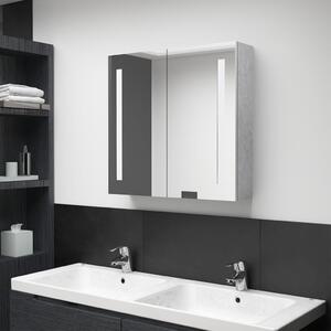 Szafka łazienkowa z lustrem i LED, szarość betonu, 62x14x60 cm