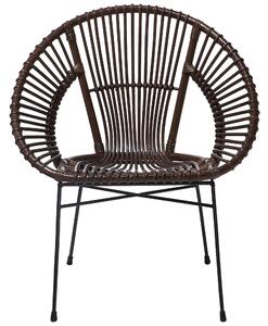 Krzesło do jadalni brązowe boho rattanowe metalowe nogi spaghetti Sarita Beliani