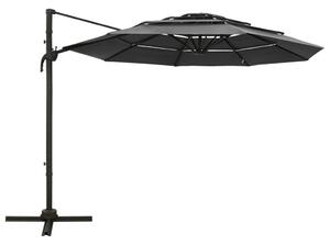4-poziomowy parasol na aluminiowym słupku, antracytowy, 3x3 m