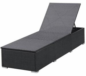 Leżaki z poduszkami, 2 szt., polirattan, czarne