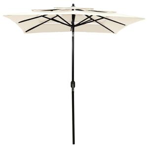 3-poziomowy parasol na aluminiowym słupku, piaskowy, 2x2 m