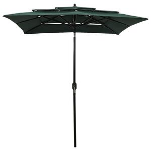 3-poziomowy parasol na aluminiowym słupku, zielony, 2x2 m