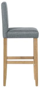 Zestaw 2 krzeseł barowych tapicerowanych pikowane z podnóżkiem szare Madison Beliani