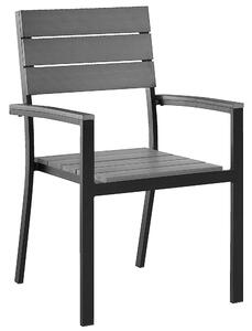 Zestaw ogrodowy szary sztuczne drewno metal 6 krzeseł 1 stół odporny Como Beliani