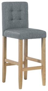 Zestaw 2 krzeseł barowych tapicerowanych pikowane z podnóżkiem szare Madison Beliani