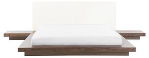 Łóżko 160x200 cm niska rama styl japoński stoliki nocne brązowe Zen Beliani