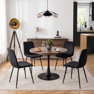 Stół Okrągły LINO 100 cm Dąb Rustykalny/Czarny Nowoczesny Loft