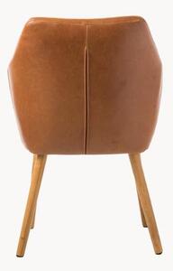 Krzesło ze sztucznej skóry z podłokietnikami i drewnianymi nogami Nora