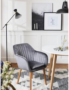 Krzesło z podłokietnikami z aksamitu i drewnianymi nogami Emilia