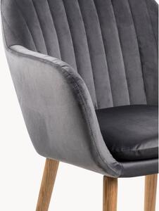 Krzesło z podłokietnikami z aksamitu i drewnianymi nogami Emilia