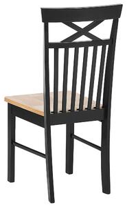 Zestaw mebli do jadalni 4-osobowy stół krzesła jasne drewno z czarnym Houston Beliani