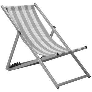 Leżak ogrodowy szary w paski aluminiowa rama regulowany składany plażowy Locri Beliani