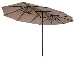 Outsunny Podwójny Parasol Ogrodowy Parasol Targowy z Korbą Ręczną 460 x 270 cm