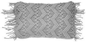 Poduszka dekoracyjna szara bawełniana makrama 35 x 45 cm z wypełnieniem Kirikkale Beliani