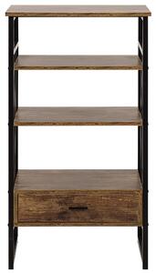 Nowoczesna drewniana konsola 3 poziomowy 1 szuflada ciemne drewno Keene Beliani